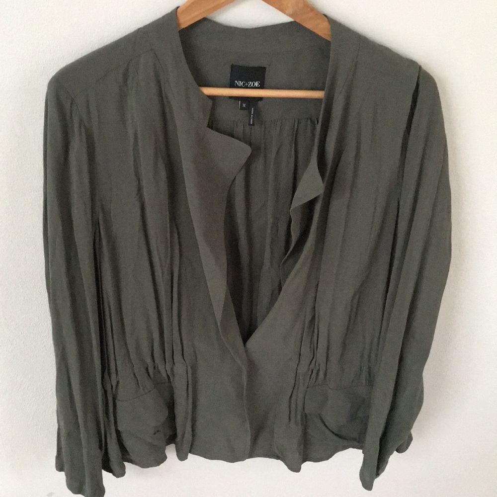 NIC+ZOE Olive green think Layering Jacket Cardigan
